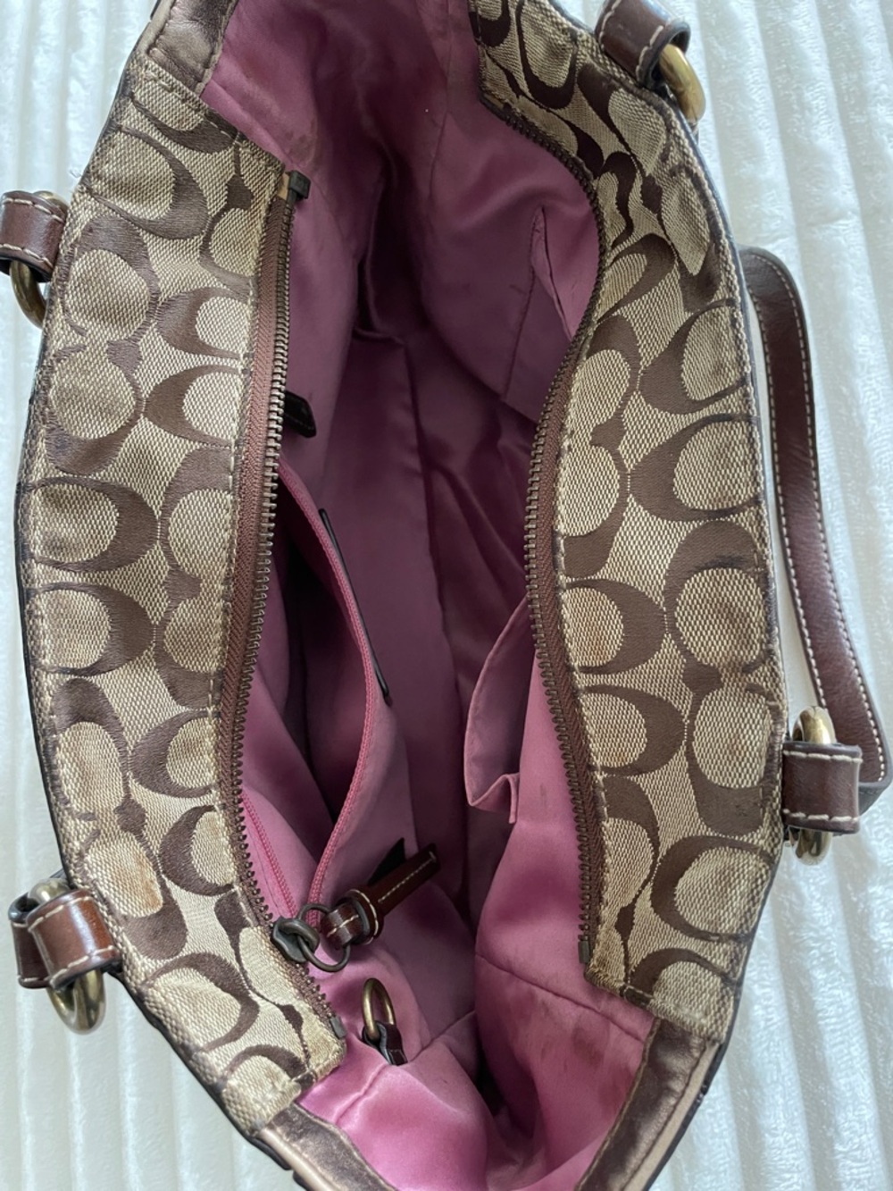 Coach Patchwork Signature Shoulder Bag in Brown and Tan - Picture 2 of 6